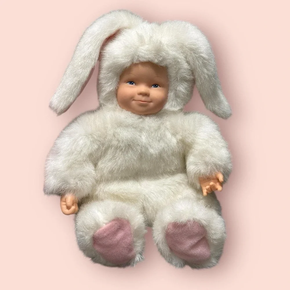 Anne Geddes Baby Bunnies Plush‎ Doll White Bunny Costume Bean Filled